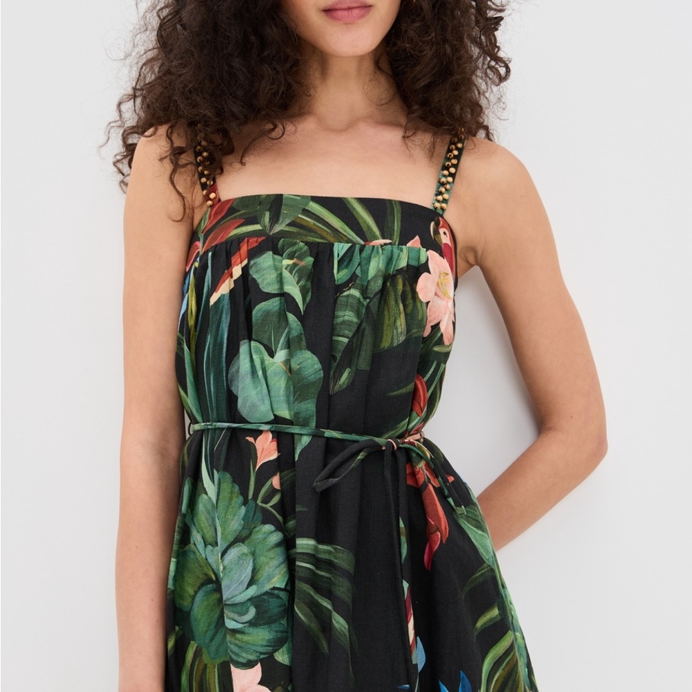 FARM Rio Black Tropical Print Dress